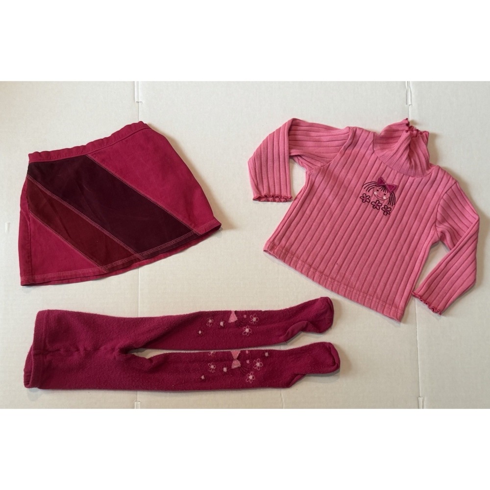 Vintage Small Steps Girls 3-Pc Outfit Corduroy Skirt Top Leggings Sz 24 Months